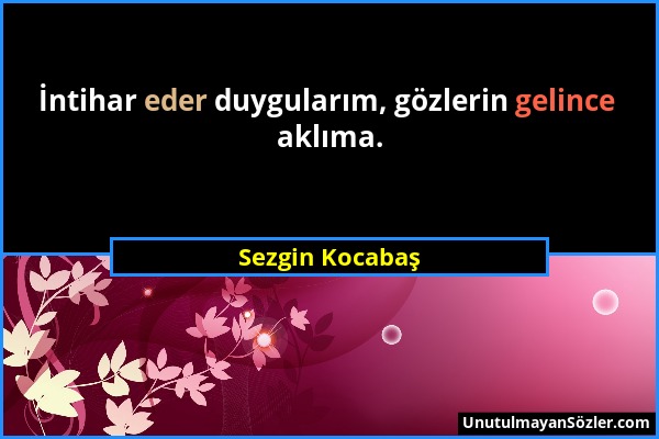 Sezgin Kocabaş - İntihar eder duygularım, gözlerin gelince aklıma....