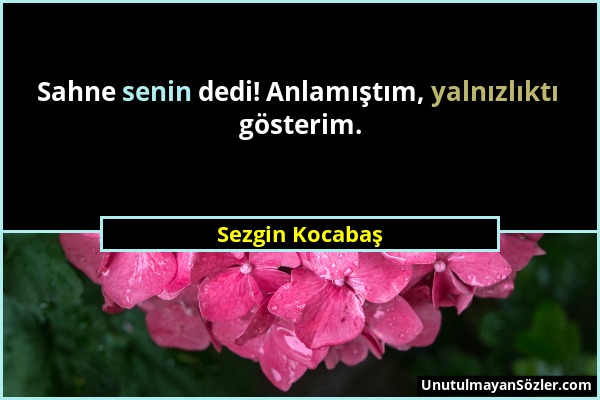 Sezgin Kocabaş - Sahne senin dedi! Anlamıştım, yalnızlıktı gösterim....