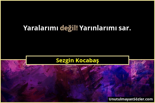 Sezgin Kocabaş - Yaralarımı değil! Yarınlarımı sar....