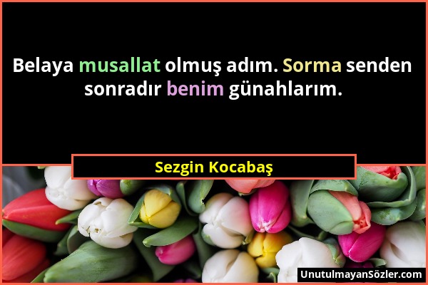 Sezgin Kocabaş - Belaya musallat olmuş adım. Sorma senden sonradır benim günahlarım....