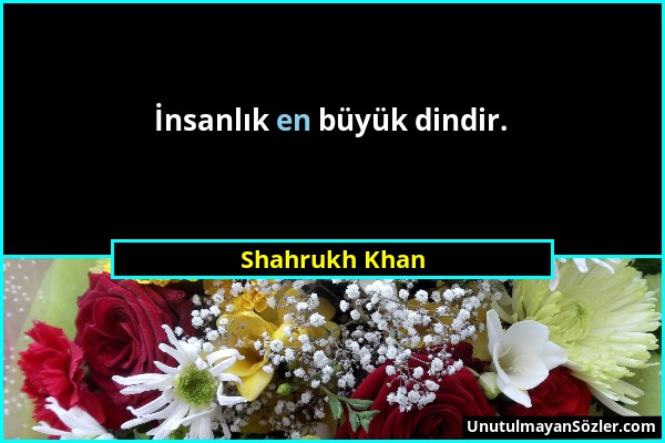 Shahrukh Khan - İnsanlık en büyük dindir....