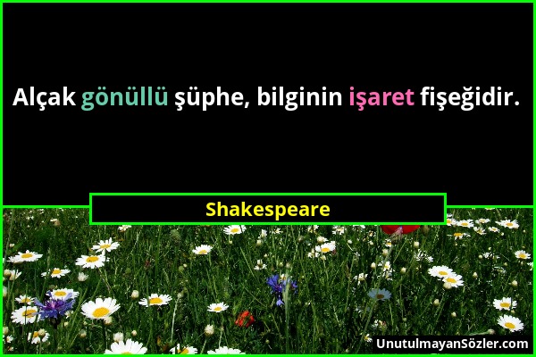 Shakespeare - Alçak gönüllü şüphe, bilginin işaret fişeğidir....