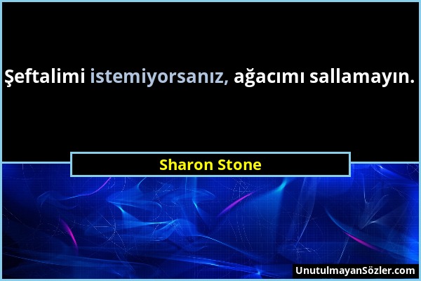 Sharon Stone - Şeftalimi istemiyorsanız, ağacımı sallamayın....