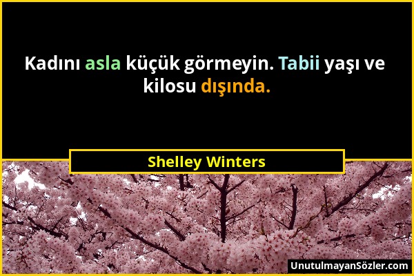 Shelley Winters - Kadını asla küçük görmeyin. Tabii yaşı ve kilosu dışında....