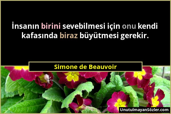 Simone de Beauvoir - İnsanın birini sevebilmesi için onu kendi kafasında biraz büyütmesi gerekir....