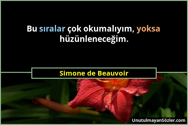 Simone de Beauvoir - Bu sıralar çok okumalıyım, yoksa hüzünleneceğim....