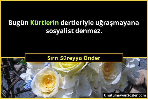 Sırrı Süreyya Önder - Bugün Kürtlerin dertleriyle uğraşmayana sosyalist denmez....