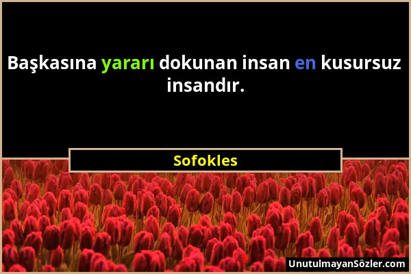 Sofokles - Başkasına yararı dokunan insan en kusursuz insandır....