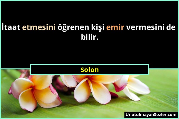 Solon - İtaat etmesini öğrenen kişi emir vermesini de bilir....