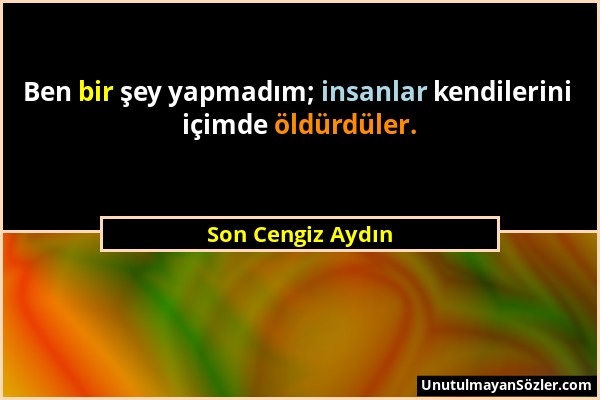 Son Cengiz Aydın - Ben bir şey yapmadım; insanlar kendilerini içimde öldürdüler....