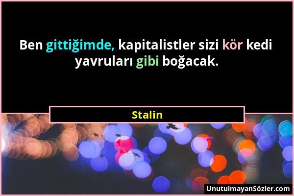 Stalin - Ben gittiğimde, kapitalistler sizi kör kedi yavruları gibi boğacak....