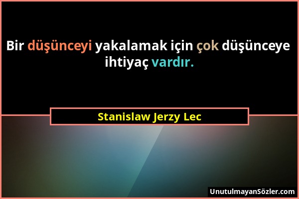 Stanislaw Jerzy Lec - Bir düşünceyi yakalamak için çok düşünceye ihtiyaç vardır....