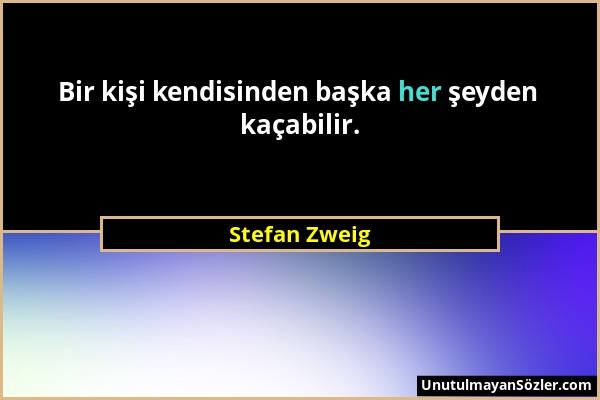 Stefan Zweig - Bir kişi kendisinden başka her şeyden kaçabilir....