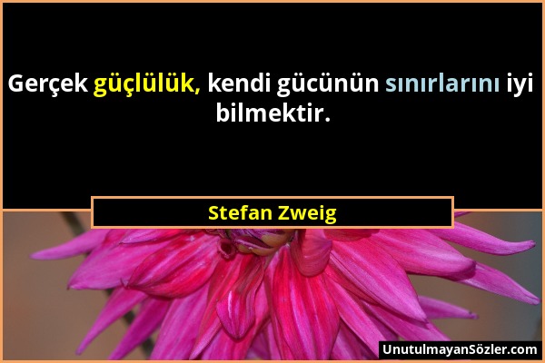 Stefan Zweig - Gerçek güçlülük, kendi gücünün sınırlarını iyi bilmektir....