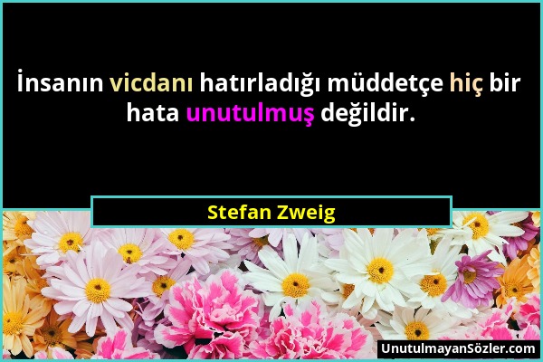 Stefan Zweig - İnsanın vicdanı hatırladığı müddetçe hiç bir hata unutulmuş değildir....