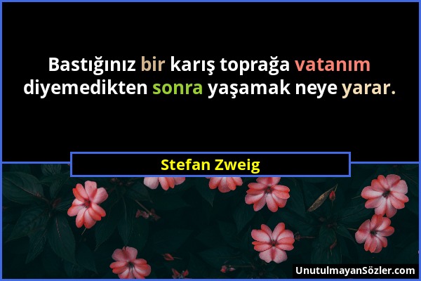 Stefan Zweig - Bastığınız bir karış toprağa vatanım diyemedikten sonra yaşamak neye yarar....