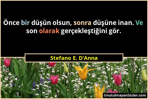 Stefano E. D'Anna - Önce bir düşün olsun, sonra düşüne inan. Ve son olarak gerçekleştiğini gör....