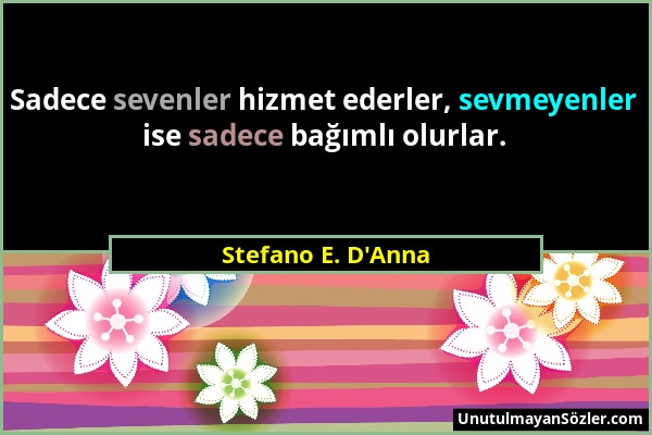 Stefano E. D'Anna - Sadece sevenler hizmet ederler, sevmeyenler ise sadece bağımlı olurlar....