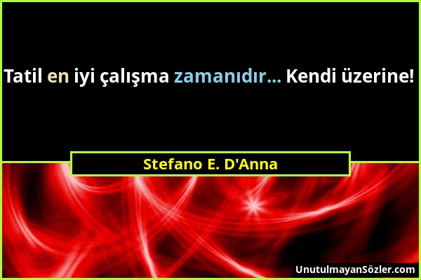 Stefano E. D'Anna - Tatil en iyi çalışma zamanıdır... Kendi üzerine!...