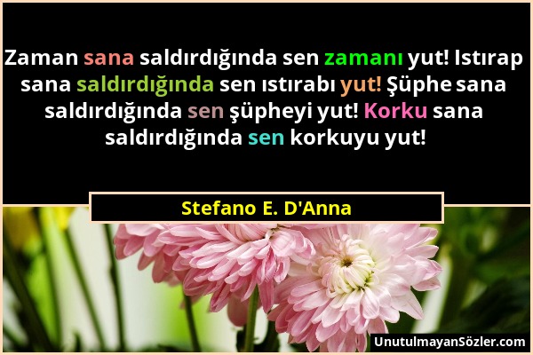 Stefano E. D'Anna - Zaman sana saldırdığında sen zamanı yut! Istırap sana saldırdığında sen ıstırabı yut! Şüphe sana saldırdığında sen şüpheyi yut! Ko...