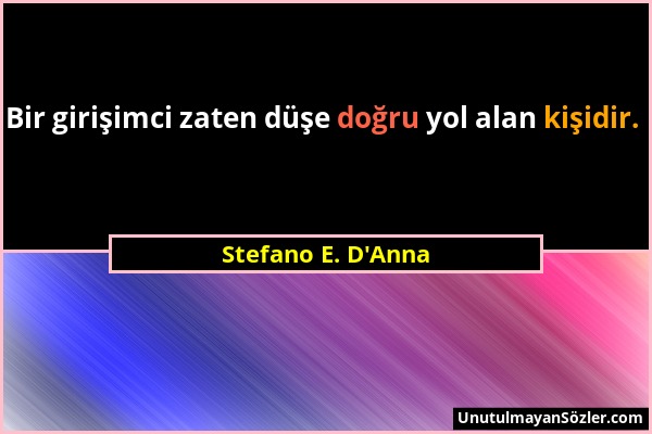 Stefano E. D'Anna - Bir girişimci zaten düşe doğru yol alan kişidir....