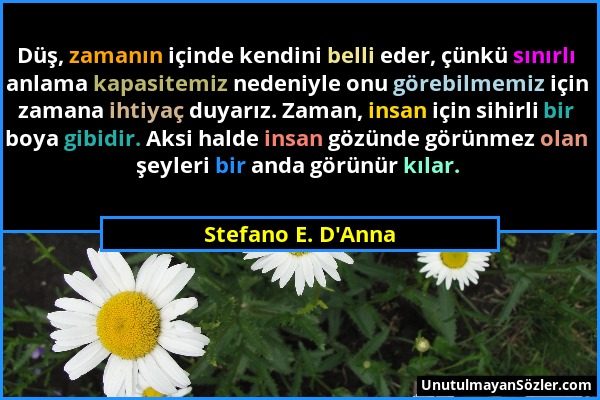 Stefano E. D'Anna - Düş, zamanın içinde kendini belli eder, çünkü sınırlı anlama kapasitemiz nedeniyle onu görebilmemiz için zamana ihtiyaç duyarız. Z...