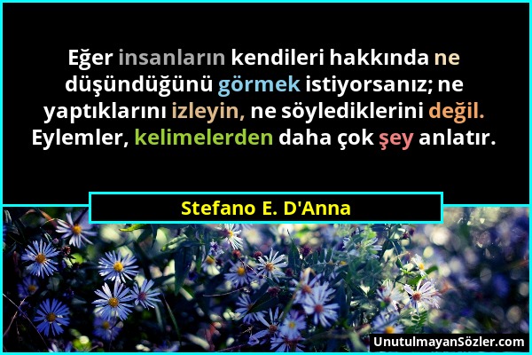 Stefano E. D'Anna - Eğer insanların kendileri hakkında ne düşündüğünü görmek istiyorsanız; ne yaptıklarını izleyin, ne söylediklerini değil. Eylemler,...