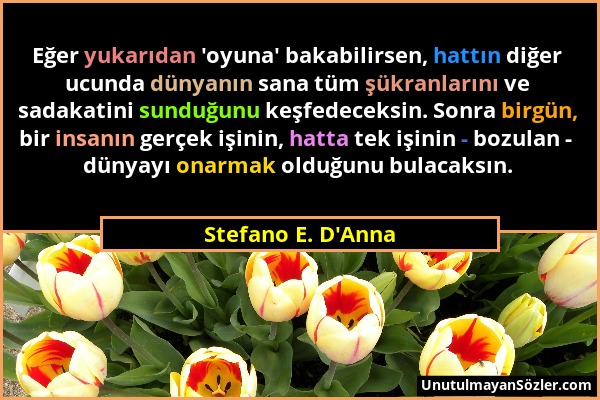 Stefano E. D'Anna - Eğer yukarıdan 'oyuna' bakabilirsen, hattın diğer ucunda dünyanın sana tüm şükranlarını ve sadakatini sunduğunu keşfedeceksin. Son...