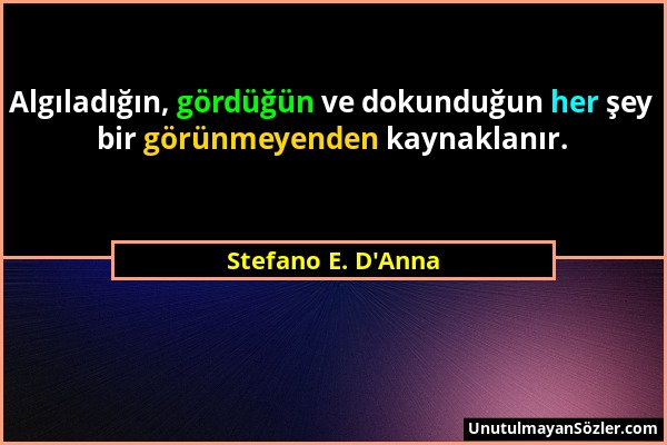 Stefano E. D'Anna - Algıladığın, gördüğün ve dokunduğun her şey bir görünmeyenden kaynaklanır....