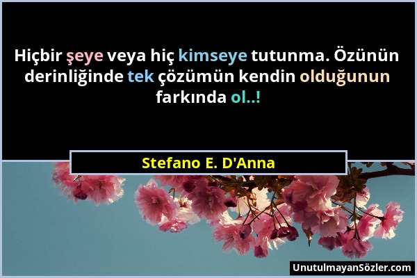 Stefano E. D'Anna - Hiçbir şeye veya hiç kimseye tutunma. Özünün derinliğinde tek çözümün kendin olduğunun farkında ol..!...