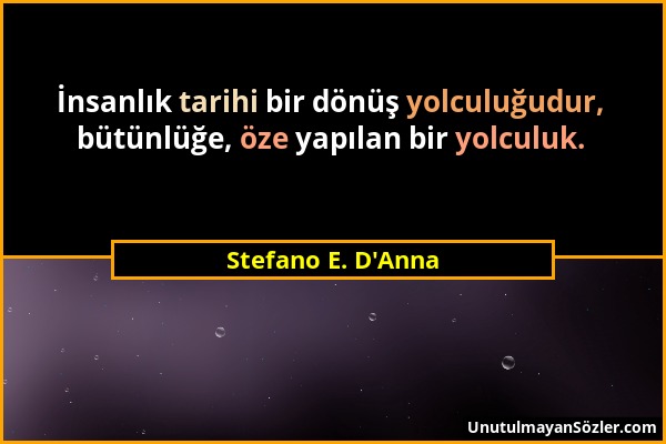 Stefano E. D'Anna - İnsanlık tarihi bir dönüş yolculuğudur, bütünlüğe, öze yapılan bir yolculuk....