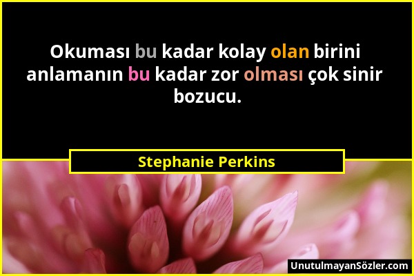 Stephanie Perkins - Okuması bu kadar kolay olan birini anlamanın bu kadar zor olması çok sinir bozucu....