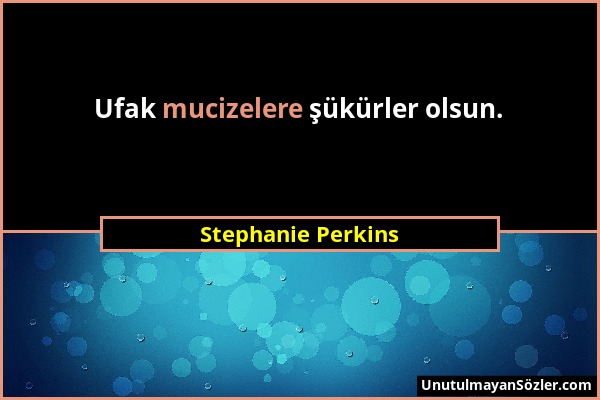 Stephanie Perkins - Ufak mucizelere şükürler olsun....