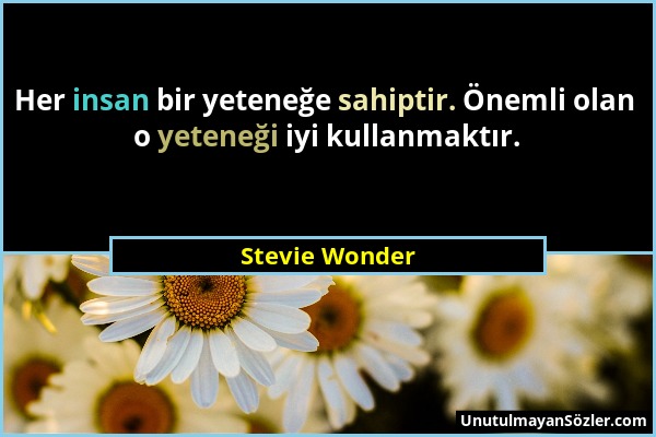 Stevie Wonder - Her insan bir yeteneğe sahiptir. Önemli olan o yeteneği iyi kullanmaktır....