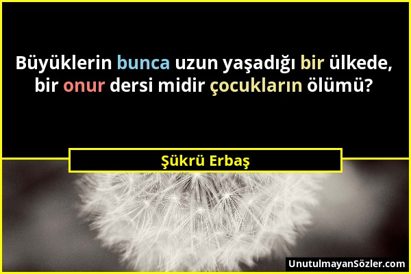 Şükrü Erbaş - Büyüklerin bunca uzun yaşadığı bir ülkede, bir onur dersi midir çocukların ölümü?...