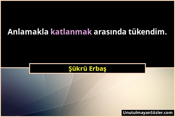 Şükrü Erbaş - Anlamakla katlanmak arasında tükendim....