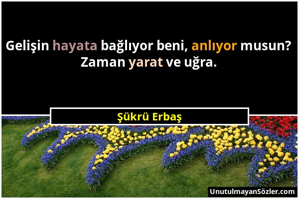 Şükrü Erbaş - Gelişin hayata bağlıyor beni, anlıyor musun? Zaman yarat ve uğra....