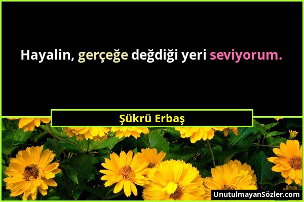 Şükrü Erbaş - Hayalin, gerçeğe değdiği yeri seviyorum....