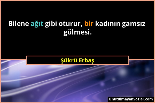 Şükrü Erbaş - Bilene ağıt gibi oturur, bir kadının gamsız gülmesi....