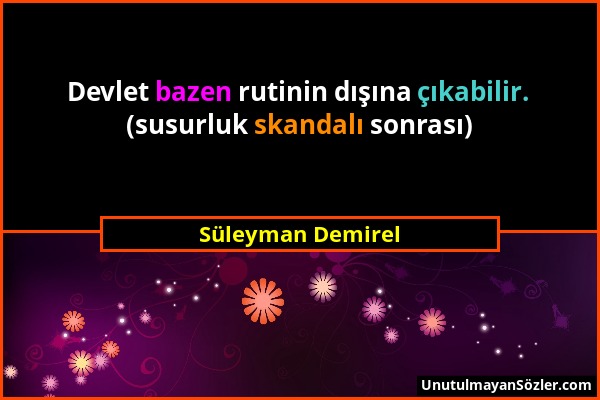 Süleyman Demirel - Devlet bazen rutinin dışına çıkabilir. (susurluk skandalı sonrası)...