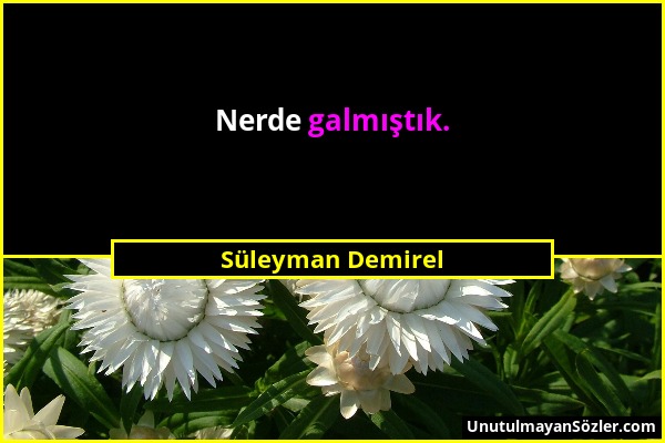 Süleyman Demirel - Nerde galmıştık....