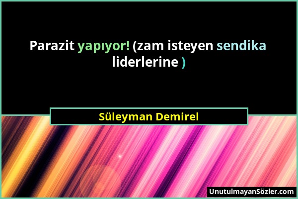 Süleyman Demirel - Parazit yapıyor! (zam isteyen sendika liderlerine )...