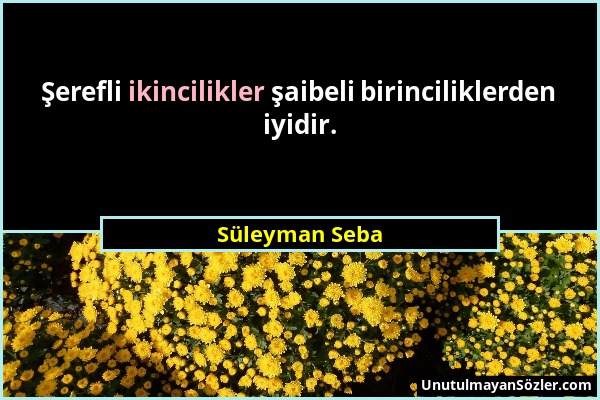 Süleyman Seba - Şerefli ikincilikler şaibeli birinciliklerden iyidir....