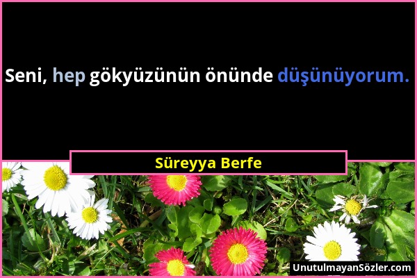 Süreyya Berfe - Seni, hep gökyüzünün önünde düşünüyorum....