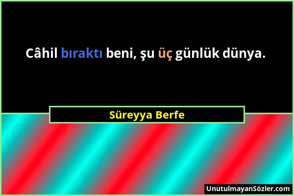 Süreyya Berfe - Câhil bıraktı beni, şu üç günlük dünya....