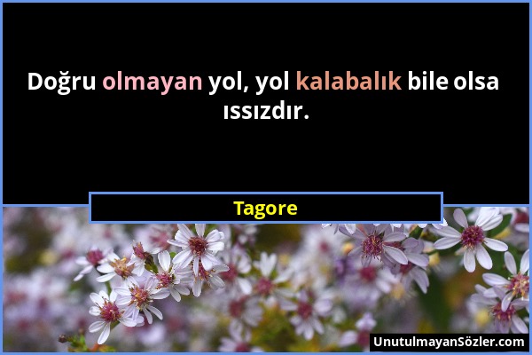 Tagore - Doğru olmayan yol, yol kalabalık bile olsa ıssızdır....