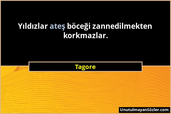 Tagore - Yıldızlar ateş böceği zannedilmekten korkmazlar....