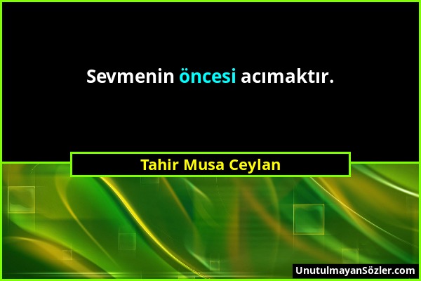 Tahir Musa Ceylan - Sevmenin öncesi acımaktır....