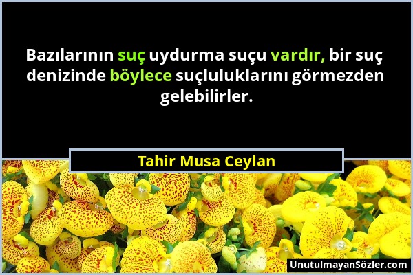 Tahir Musa Ceylan - Bazılarının suç uydurma suçu vardır, bir suç denizinde böylece suçluluklarını görmezden gelebilirler....