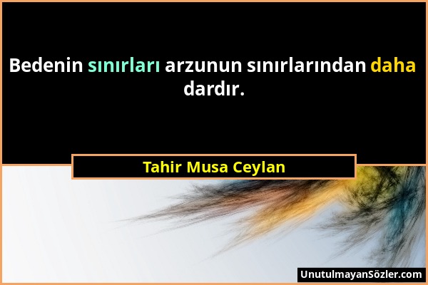 Tahir Musa Ceylan - Bedenin sınırları arzunun sınırlarından daha dardır....